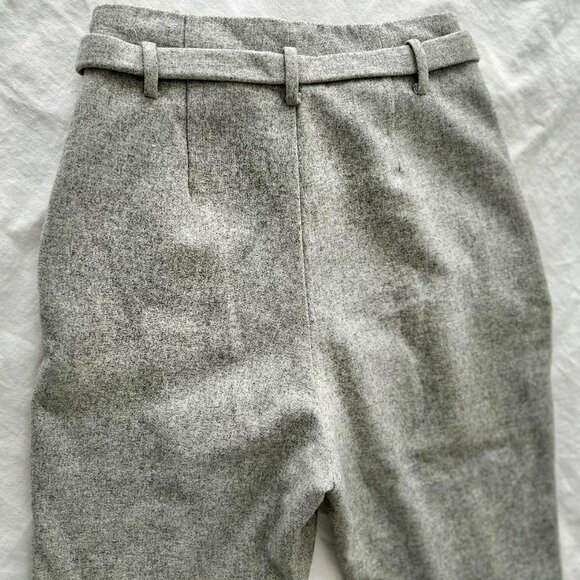 DO+BE Heather Greige Wool-Blend Belted High-Rise Tailored Trousers – US S - Picture 5 of 9